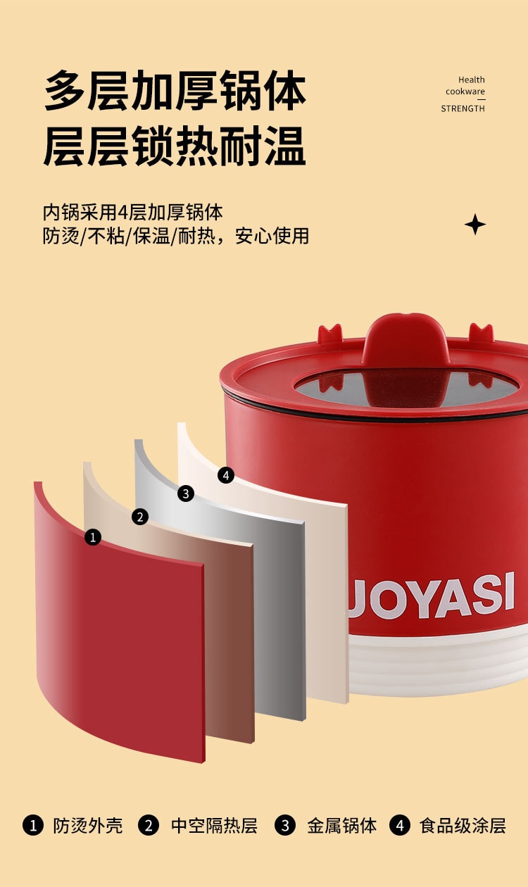 1.8L折疊小電鍋電煮鍋家用宿舍電蒸籠-白色送蒸籠 1 把