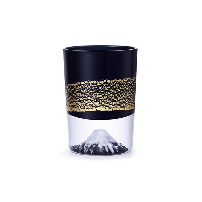 日本田岛玻璃手工富士山金箔杯(黑色2.9盎司)