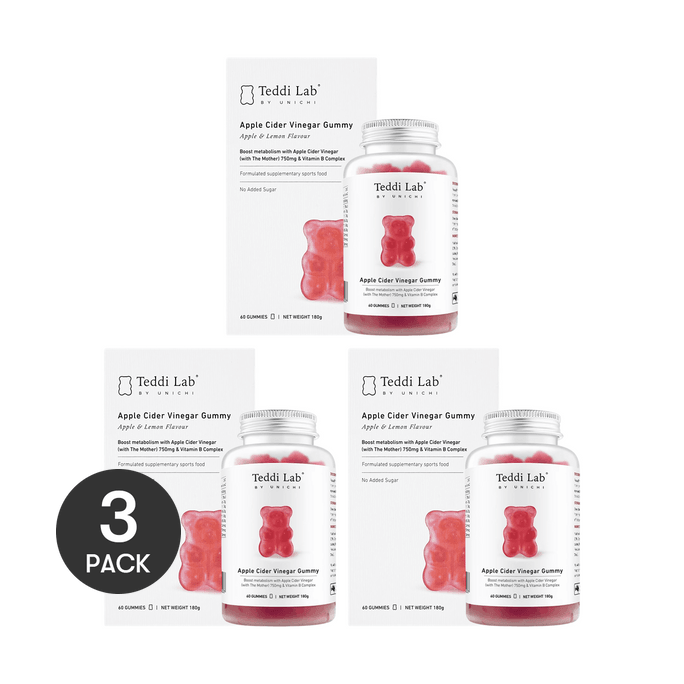 Apple Cider Vinegar Gummy Bears, Formulated with Vitamin B6, B9, B12 to Boost Energy Metabolism, 60ct*3【Value Pack】
