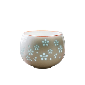 【中国直邮】 一品仟堂 玲珑镂空功夫茶杯单个品茗杯 月白玲珑绿品茗杯 7*5.5cm