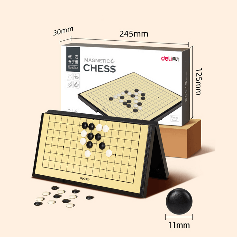 DELI得力 磁石五子棋套裝 益智棋圍棋 親子陪玩 派對遊戲 黑色 13路棋盤 5