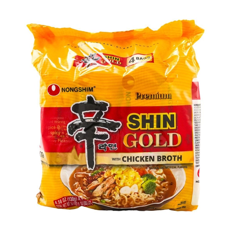 Premium Shin Gold Ramyun , Chicken Broth Flavor Ramen Noodles, 4 Pack 18.3 oz 8