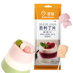 【中国直邮】 百钻 吉利丁片 50g  食用明胶片 家用奶酪棒提拉米苏慕斯蛋糕材料 烘焙原料