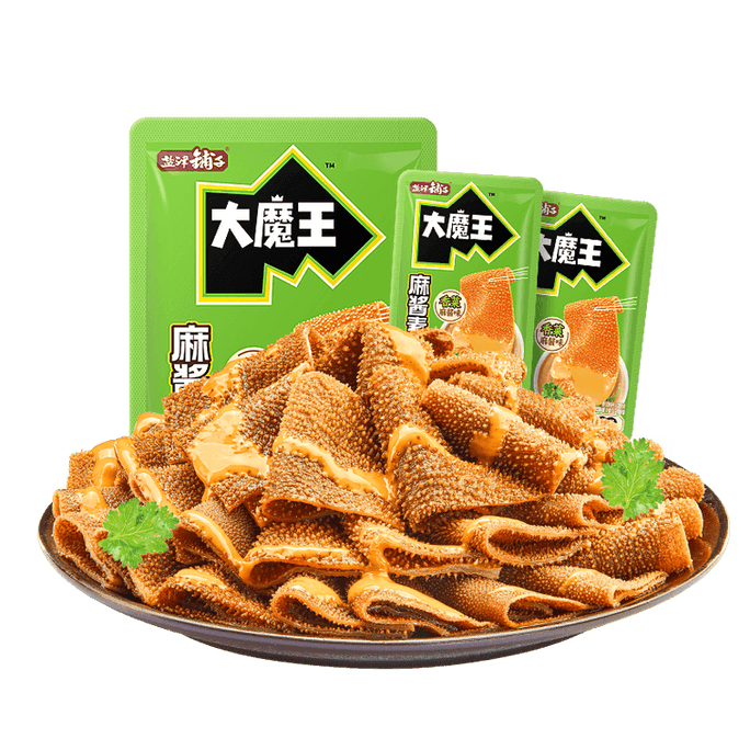 [중국 직배송] 옌진샵 "대마왕" 곤약 야채 내장 9g/10팩, 고수참깨소스 맛 [풍부하고 향긋하며, 상큼하고 바삭한 식감] [낱개 포장] 매콤한 곤약 스트립, 콩 제품, 간편 간식