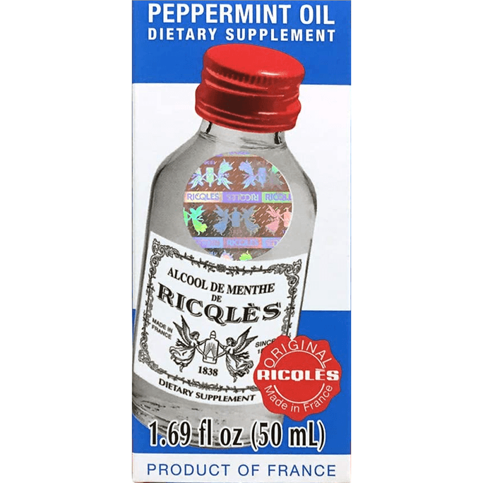 Ricqles Peppermint Oil Dietary Supplement (1.69 fl. oz) (1 Bottle) (Product of France)