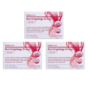 Burningology D-day Intense Diet Care 10 Pouches (38g)*3 - Actiponin Gynostemma、Xanthigen、Garcinia Cambogia & Green Tea Extract配合の4-in-1ボディファットカットサプリメント
