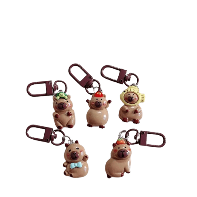 Cute Capybara Keychain Pendant Student Schoolbag Cartoon Charm Girl Backpack Accessories Gift For Girlfriends Dense Fish