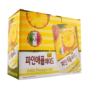 BABA  Iced Pineapple Ade Juice,6.42 fl oz*10pack【Low Calories 0 Fat】
