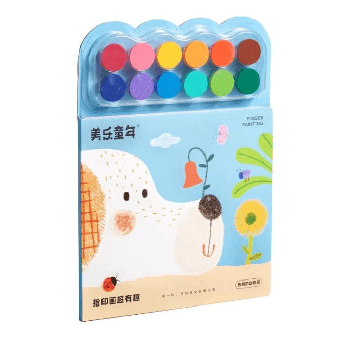 Fingerprint Paint Pigment Children's Non-Toxic Color Stencil Stamp Painting Artwork Cheerful Zoo 21.7*29.5cm*1 Box