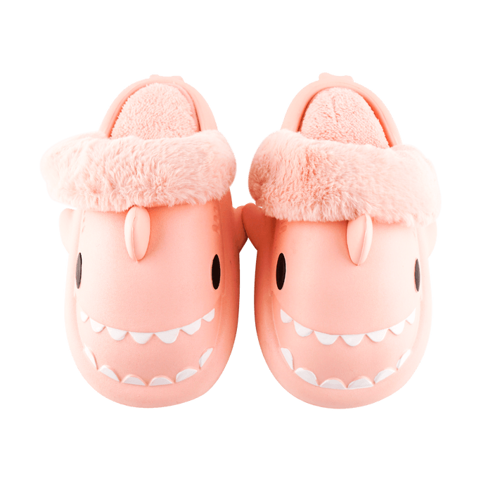 Shark Slides Slippers Unisex Waterproof Winter Warm Plush Comfy Sandals Non-Slip Pink 36/37