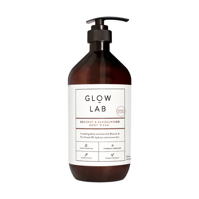 澳洲GLOWLAB 天然香氛沐浴露 胺基酸溫和清潔 椰子檀香 900ml 孕婦可用【小眾沙龍留香】