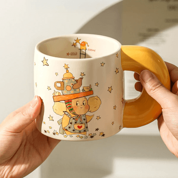 川岛屋 星星人插画联名马克杯 陶瓷杯子 黄色神灯 580ml