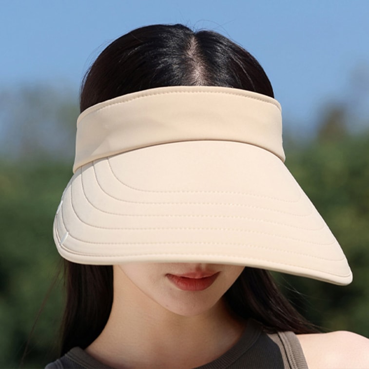 【中国直邮】 HSPM 冰丝遮脸防晒帽防紫外线太阳帽户外护颈披肩一体采茶帽 米色 F 1个 8