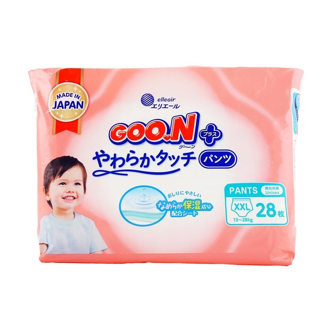 日本GOO.N大王 PLUS 肌快適設計 嬰兒拉拉褲學步褲 尿不濕尿布 男女通用 XXL碼 13-25kg 28枚入