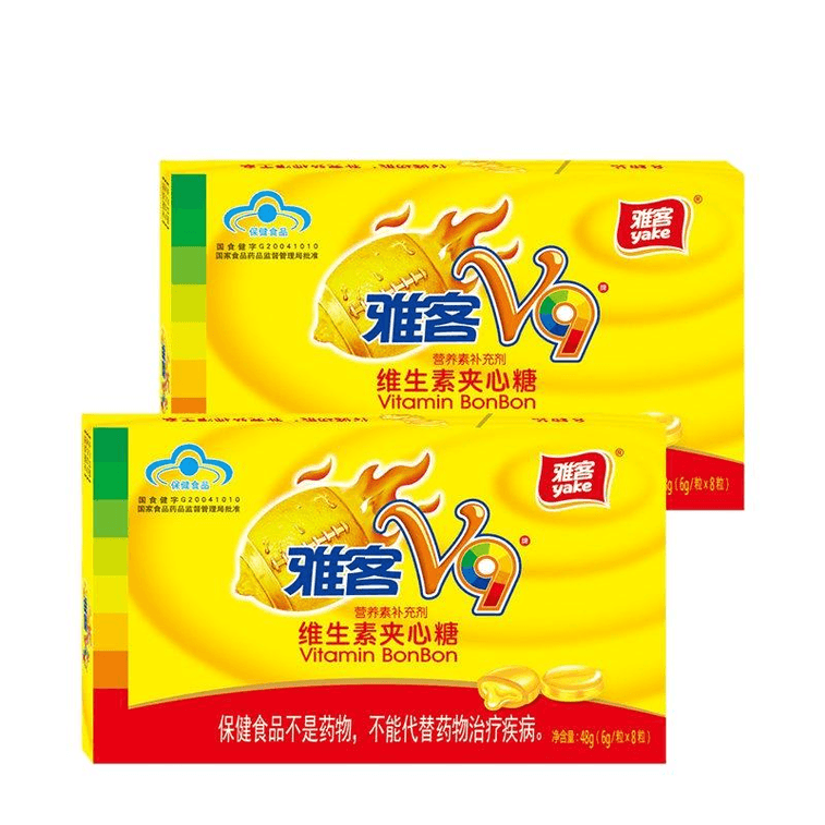 【中國直郵】 雅客 V9維他命夾心硬糖檸檬口味 48g*2盒 | 亞米
