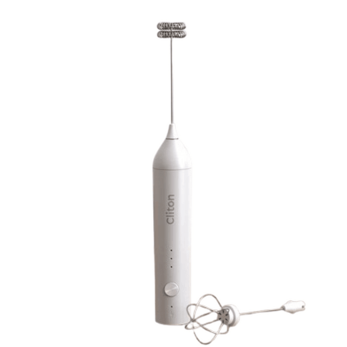 Electric Milk Frother, Coffee Frother, Home Mini Milk Frother, Milk Mixer, Handheld Cordless Whisk, Rechargeable, 3-Speed Settings, White, 1-Pack (For Whipping Coffee, Milk Foam, and Cake Batter)