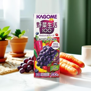Vegetable Life 100 Carrot & Grape Juice, 6.76 fl oz *6【6 Pack】 【Product Expiry Date Format: Day/Month/Year】