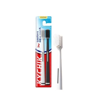 엄선된 고품질 제품: 남녀 공용 흑백 칫솔 2개, 넓은 헤드와 부드러운 칫솔모로 세척이 편리한 듀얼 사용(부부 전용)