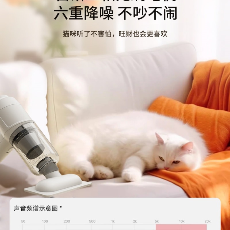 【中国直邮】 徕本 吸猫毛神器全自动家用床上养猫宠物猫毛吸毛器手持小型无线吸尘器  米白 一台装