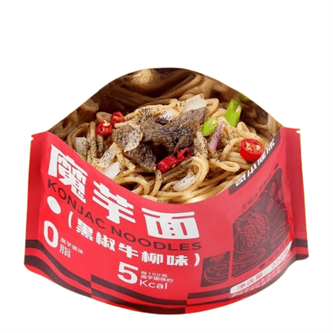 Konjac noodles with black pepper and beef tenderloin flavor 220g per bag