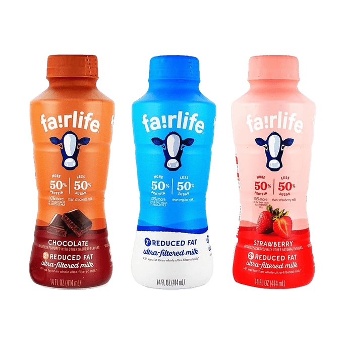 可口可乐 Fairlife 超滤减脂牛奶 原味+ 草莓味+巧克力味 414ml*3【超值3口味组合装】