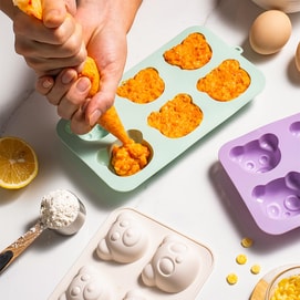 Bear Ice Grid Complementary Food Mould High Temperature Baking Oven Mould #Food Grade Silicone White