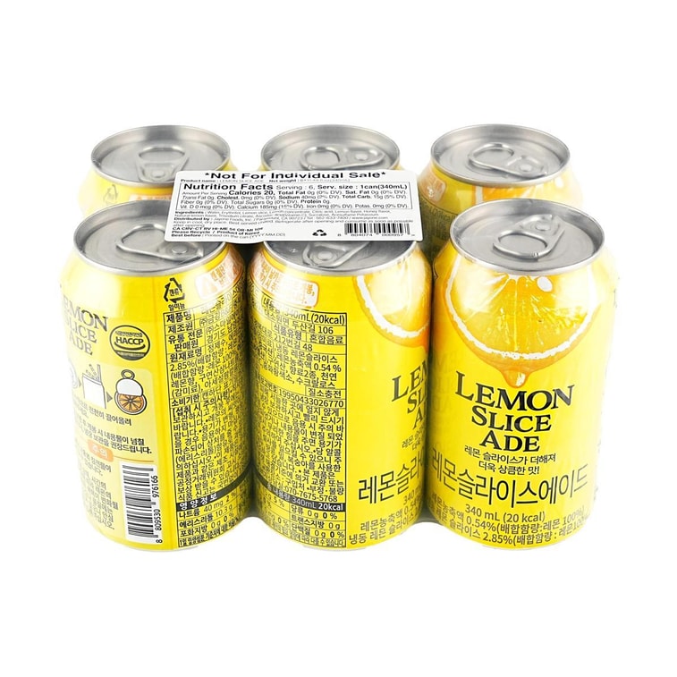 韩国JAYONE 真柠檬片汽水 340ml*6罐【含新鲜柠檬片】【GS25便利店同款】 3