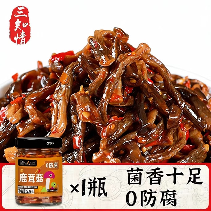 三知情 鹿茸菇什锦菜新鲜脆嫩爽口 湖南风味下饭菜即食酱菜238g*1罐