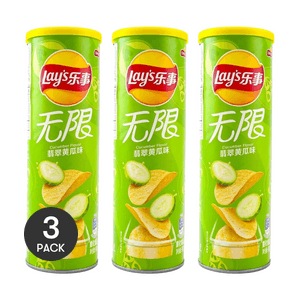 大陆版LAY'S乐事 薯片 翡翠黄瓜味 桶装 90g 新旧包装随发 *3【3份超值装】