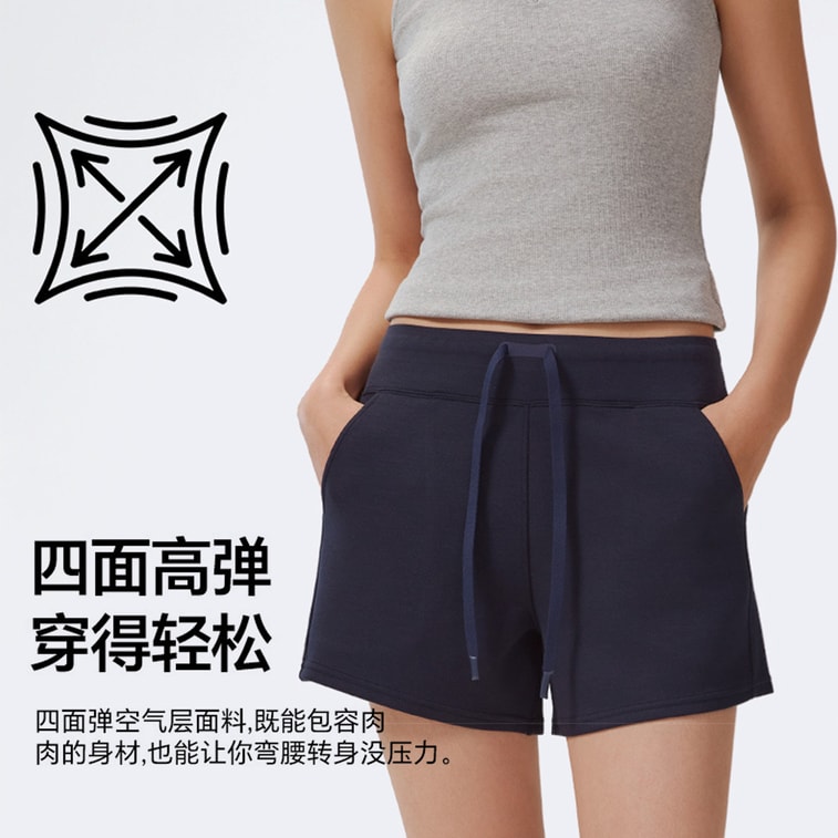 Casual Sports Shorts Eggshell White L 1 piece Air Layer Drawstring Three-point Straight Loose Yoga Shorts Cloud-like Feel For Home Outdoor Use 5