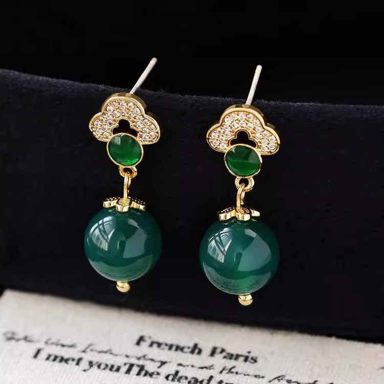 中国　アンティーク　ピアス WBL Selects 【新登場！中国風の吉兆雲瑪瑙スタッドピアス】マイクロ