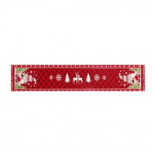 Christmas Table Flag, Double-Layer Cotton And Linen Creative Printed Red Checkered For The Elderly, 18*34cm*1 Piece