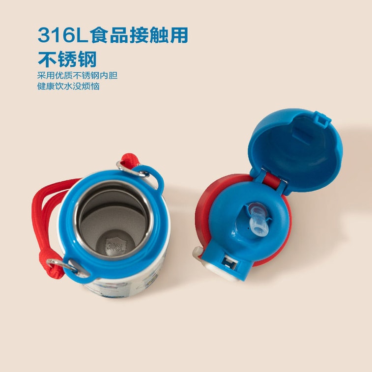 Water Bottle Set Blue Red, 500ml Vacuum Insulated Mug + 500ml Plastic Cup (2 Pcs) 4