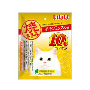 [일본 직배송] 이나바 고양이 간식, 구운 닭가슴살, 닭고기 맛, 10개입