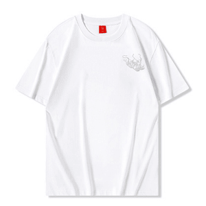ASIS国潮中国风男士麒麟刺绣短袖T恤 白色 L