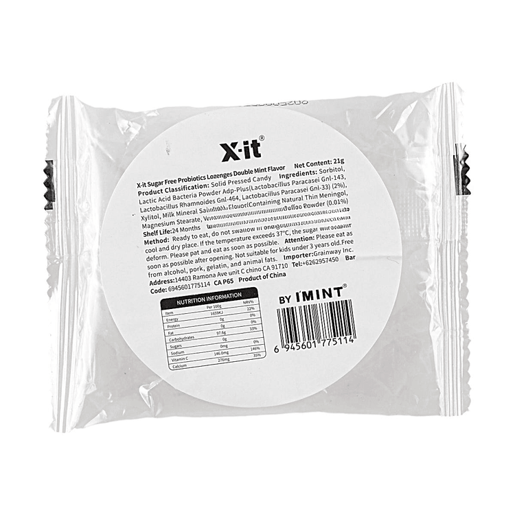 IMINT X-it Probiotic Lozenges Double Mint Flavor Candy Sugar-Free
