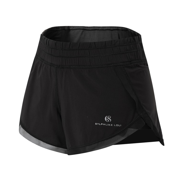 暴走的萝莉 透气防走光运动短裤女夏季 速干宽松跑步健身热裤/象牙白#/L 7