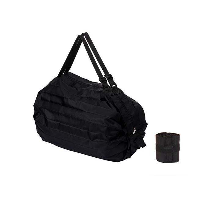 【中國直郵】 HSPM 新款旅行單肩便攜可折疊購物袋 純黑色 F