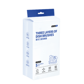 GREA 3중 레이어 설거지솔 (5개입) - 주방 설거지용 스펀지, 접시 닦이, 기름기 없음, 강력한 얼룩 제거, 풍부한 거품, 찌든 때와 녹을 손쉽게 제거하여 시간과 노력을 절약해 줍니다.