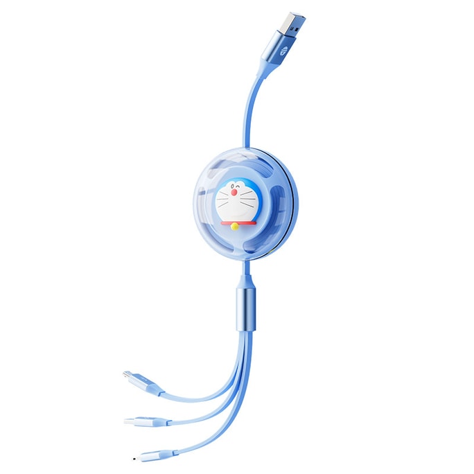 One Drag Three Charging Cable 3.5A Casual Pull Retractable Data Cable 1.1m Charging Cable Blue