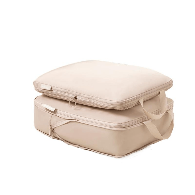 [중국 직배송] 바이초원 여행용 의류, 짐, 압축 의류 보관 가방, 중간 크기, 베이지색, 35*26*10cm*2개