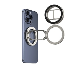 [중국 직배송] HSPM 양면 자석 휴대폰 거치대 (헬스장, 런닝머신, 차량용, 접이식, 이중 링 접이식, 양면 자석 부착) [자석판 포함] - 실버, 1개