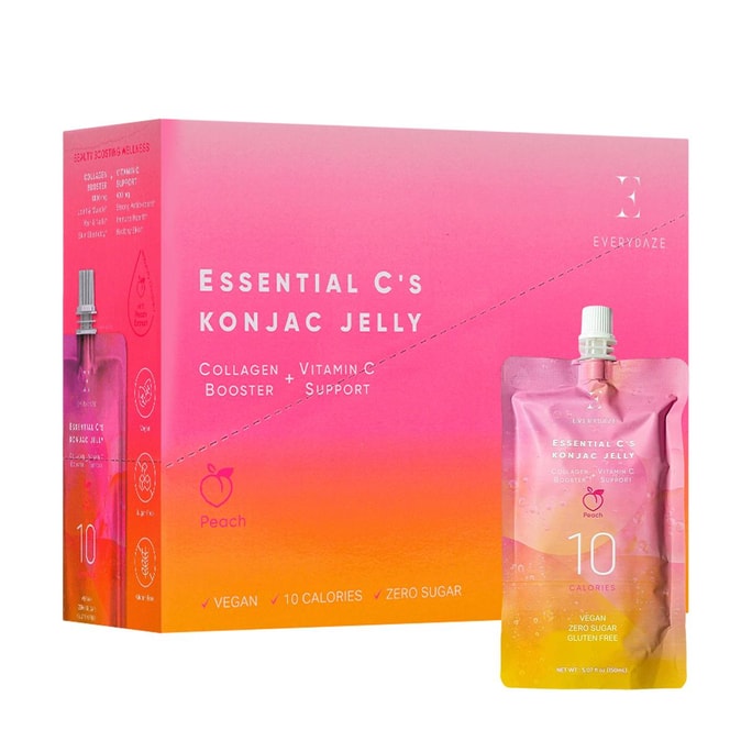 Collagen Vitamin C Konjac Jelly Vegan Zero Sugar Low Calorie Slimming Beauty Peach Flavor 5.07 fl oz * 10pcs [Squeeze be
