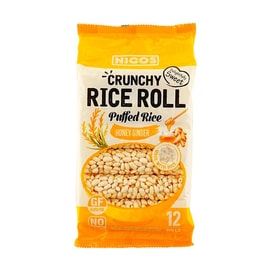 Crunchy Rice Roll,Puffed Rice, Honey Ginger Flavor, 12 Rolls 4.65 oz [Gluten Free]