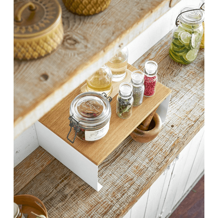 Stackable Countertop Shelf - Two Sizes - Steel + Wood Small 10