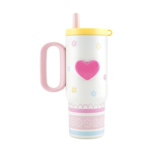 川岛屋 大容量 316不锈钢杯子 保温保冷 粉色砰砰双饮保温杯 750ml 