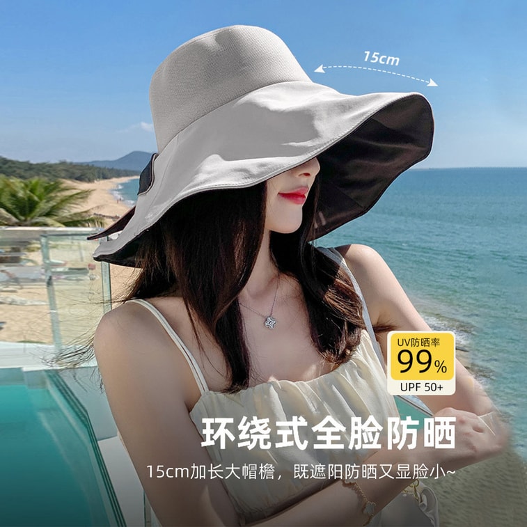 New Women's Large Brim Sun Hat Summer UV Protection Wide Brim Fisherman Hat Thin Face Covering Sun Hat With Adjustable Head Circumference, Khaki F 5