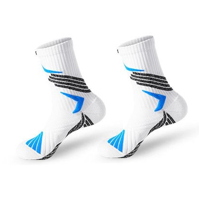 【中國直郵】 361度 【男士運動襪】清新水藍1雙 藍 中筒透氣減震跑步籃球襪防滑襪子