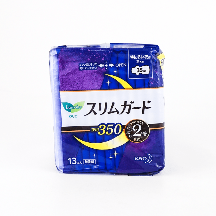 日本KAO花王 LAURIER乐而雅 S零触感系列 无香型 超薄超长夜用卫生巾 2倍吸收超强保护 无荧光剂  350mm 13片入 20