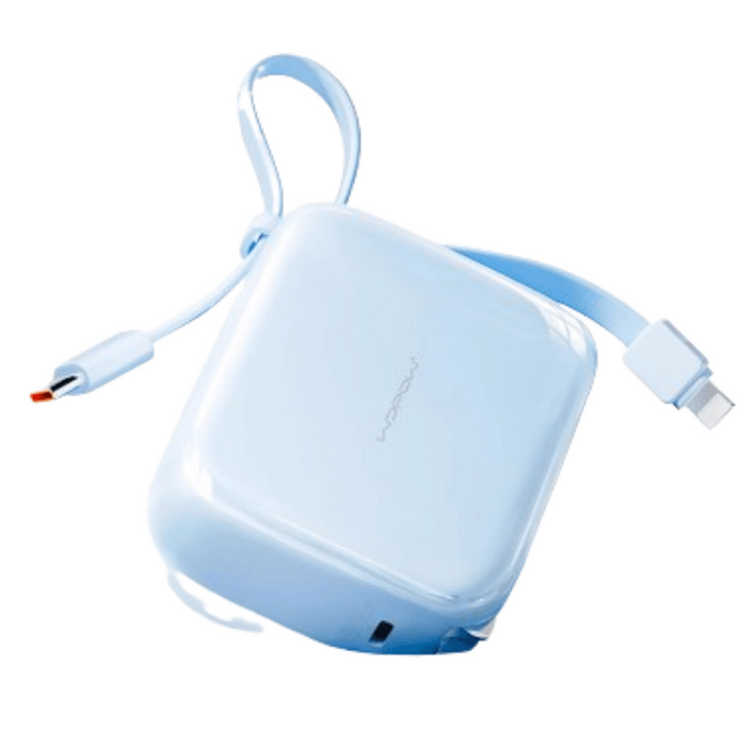 Small Sugar Three-in-One Power Bank with Plug and Cable Fast Charging 10000mAh Lightweight and Compact Blue 1 Piece